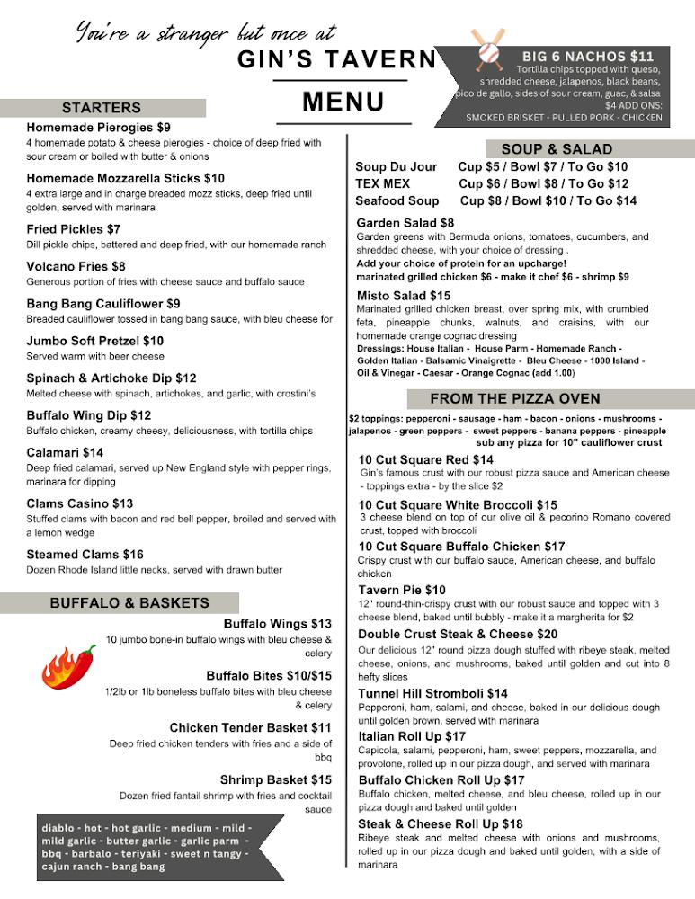 Gin's Tavern Homemade Pierogies