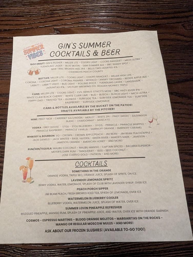 Gin's Tavern Menu image 3